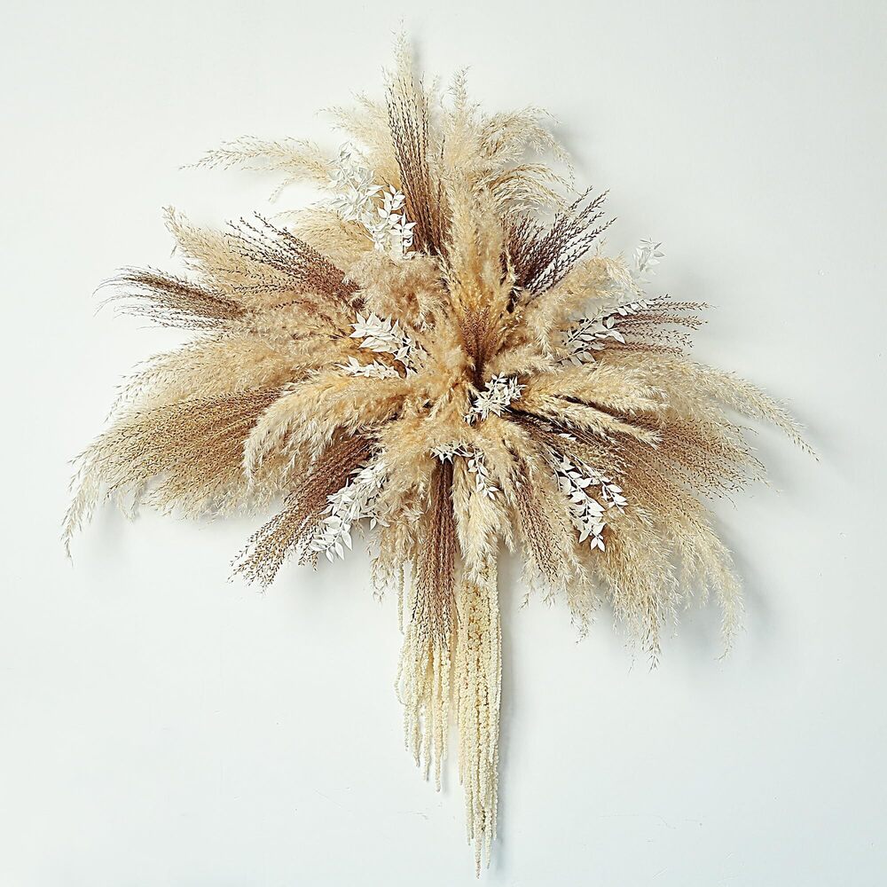 8248 1pc Medium Pampas Grass Wall Decor, Boho Wedding Arch and Backdrop